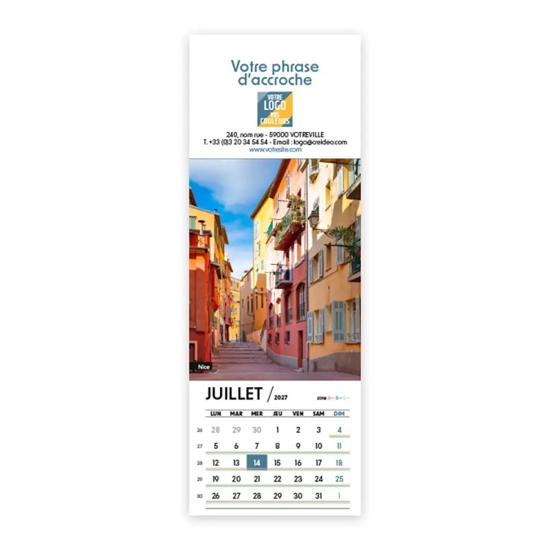 Calendrier chevalet vertical (21x7,5 cm) personnalisé - Patrimoine France