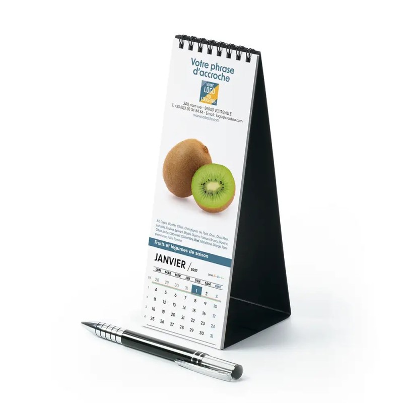 Calendrier chevalet vertical (21x7,5 cm) personnalisé - Fruits et légumes