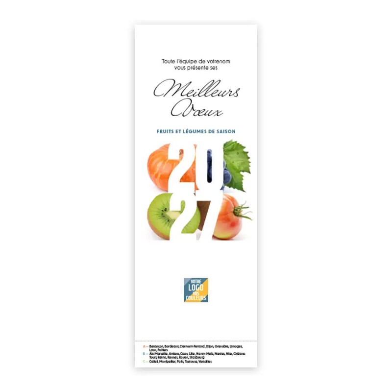 Calendrier chevalet vertical (21x7,5 cm) personnalisé - Fruits et légumes