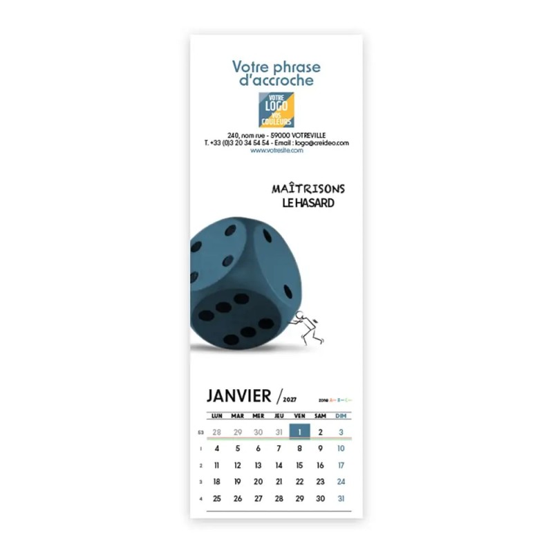 Calendrier chevalet vertical (21x7,5 cm) personnalisé - Business