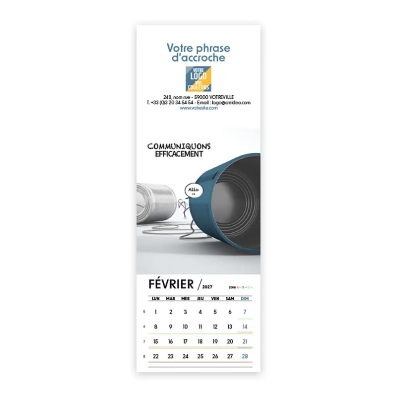 Calendrier chevalet vertical (21x7,5 cm) personnalisé - Business