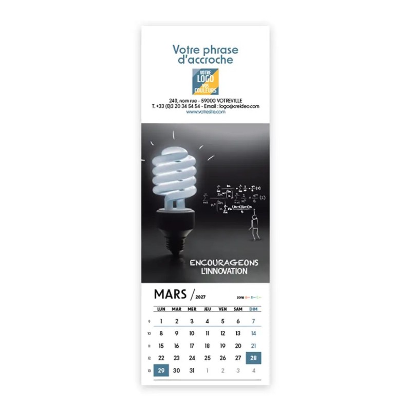 Calendrier chevalet vertical (21x7,5 cm) personnalisé - Business