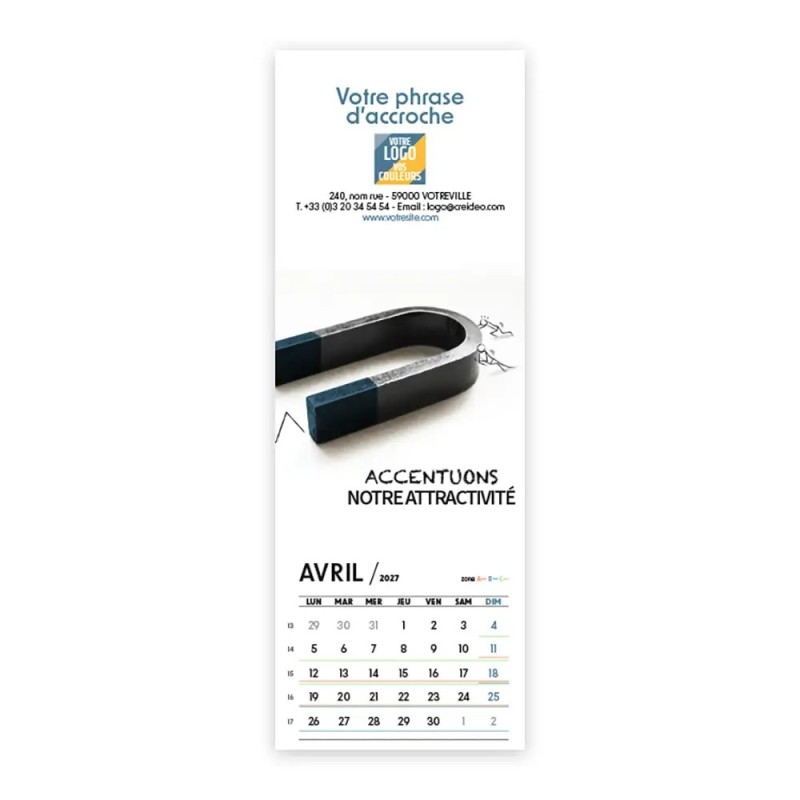 Calendrier chevalet vertical (21x7,5 cm) personnalisé - Business
