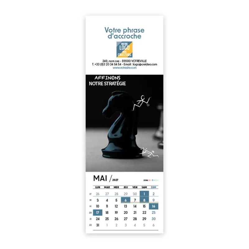 Calendrier chevalet vertical (21x7,5 cm) personnalisé - Business