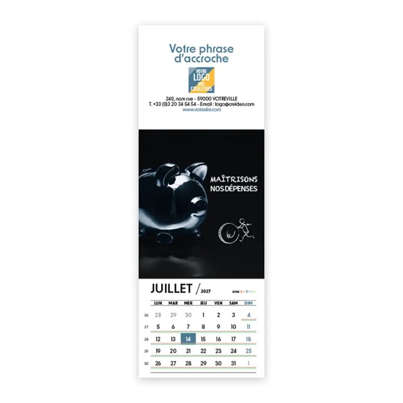 Calendrier chevalet vertical (21x7,5 cm) personnalisé - Business