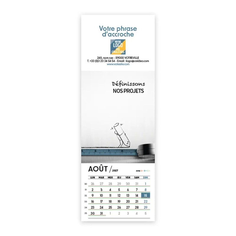 Calendrier chevalet vertical (21x7,5 cm) personnalisé - Business