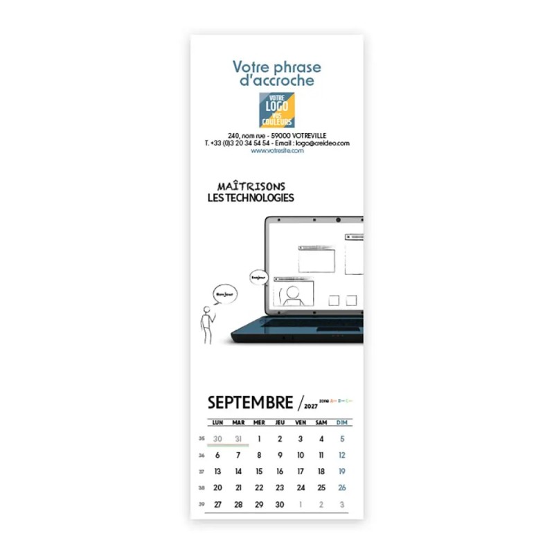 Calendrier chevalet vertical (21x7,5 cm) personnalisé - Business