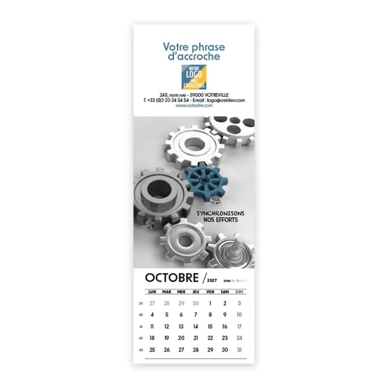 Calendrier chevalet vertical (21x7,5 cm) personnalisé - Business