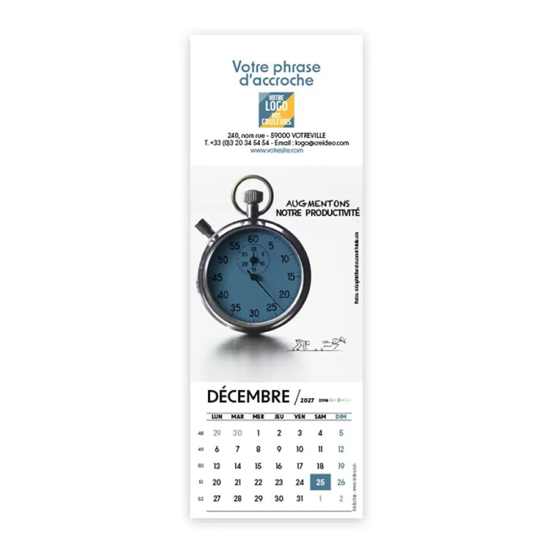 Calendrier chevalet vertical (21x7,5 cm) personnalisé - Business