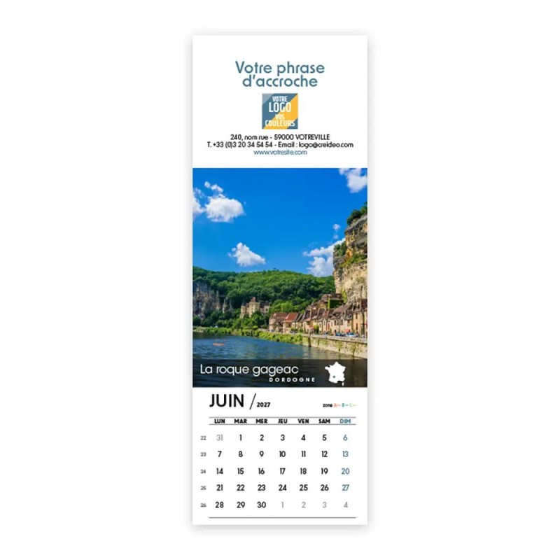 Calendrier chevalet vertical (21x7,5 cm) personnalisé - Villages de France