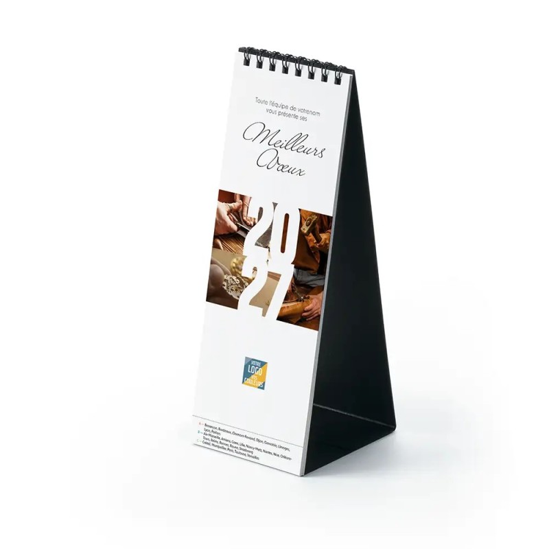 Calendrier chevalet vertical (21x7,5 cm) personnalisé - Artisans