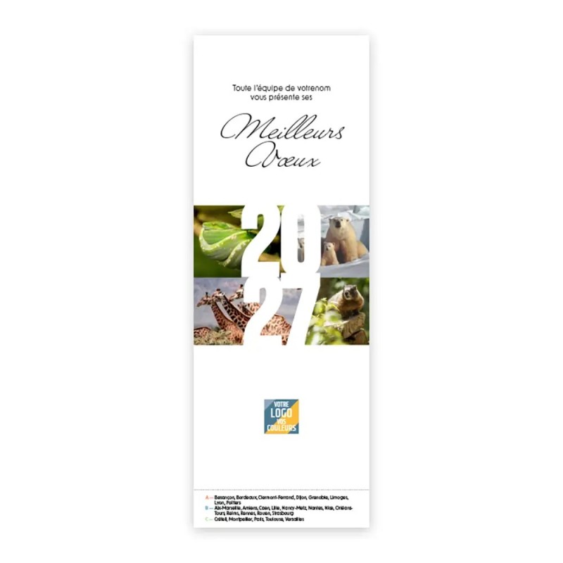 Calendrier chevalet vertical (21x7,5 cm) personnalisé - Faune