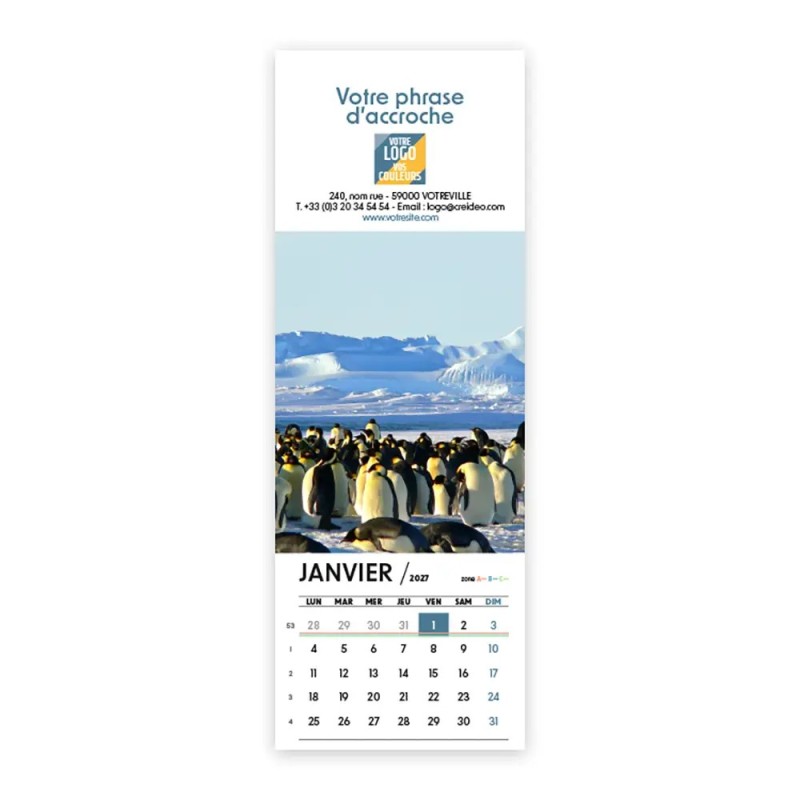 Calendrier chevalet vertical (21x7,5 cm) personnalisé - Faune