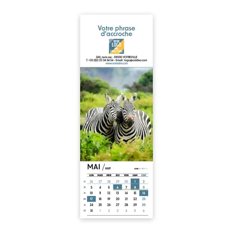 Calendrier chevalet vertical (21x7,5 cm) personnalisé - Faune