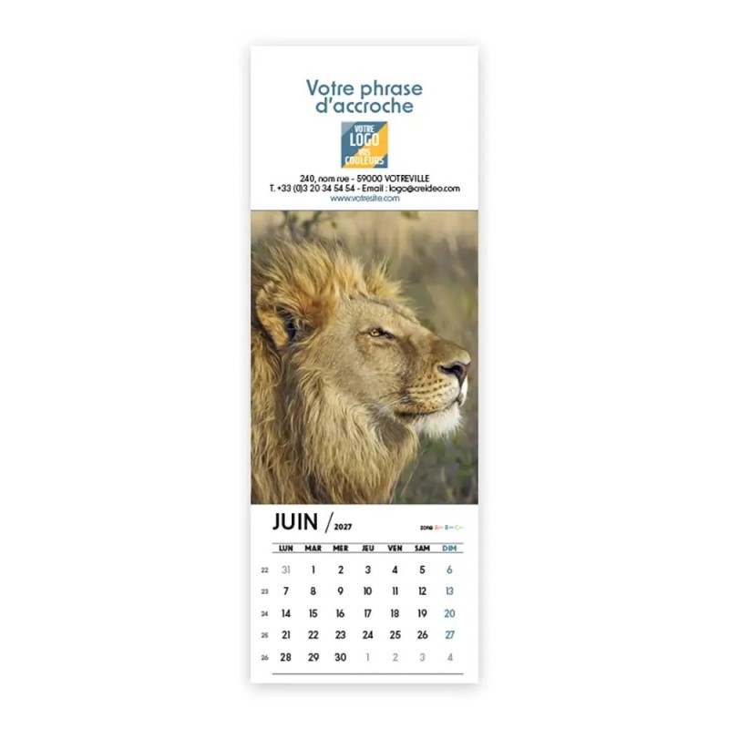 Calendrier chevalet vertical (21x7,5 cm) personnalisé - Faune