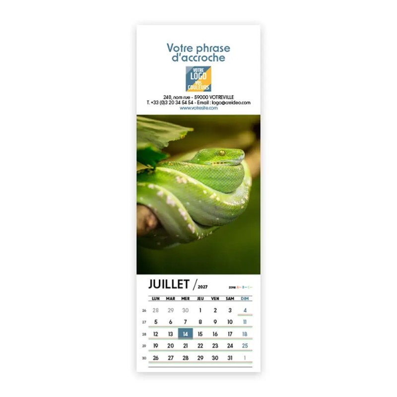 Calendrier chevalet vertical (21x7,5 cm) personnalisé - Faune