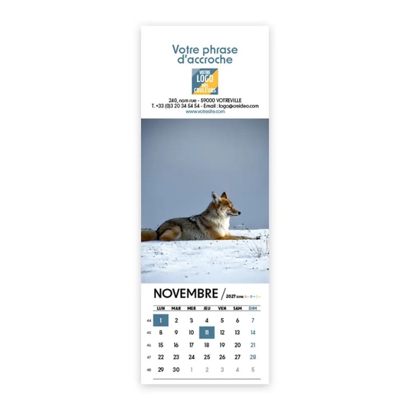 Calendrier chevalet vertical (21x7,5 cm) personnalisé - Faune