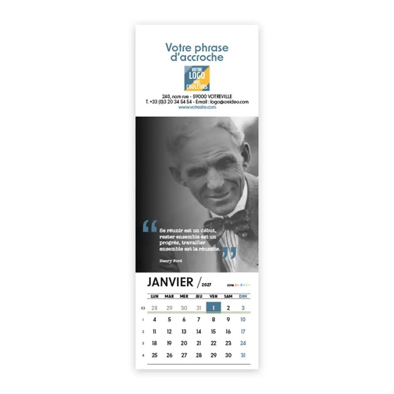 Calendrier chevalet vertical (21x7,5 cm) personnalisé - Citations 2