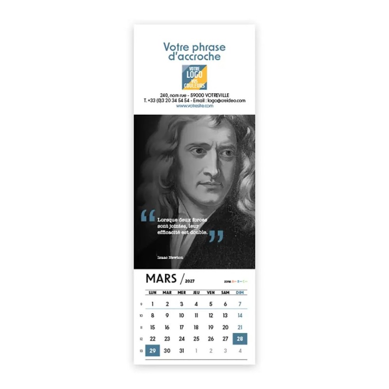 Calendrier chevalet vertical (21x7,5 cm) personnalisé - Citations 2
