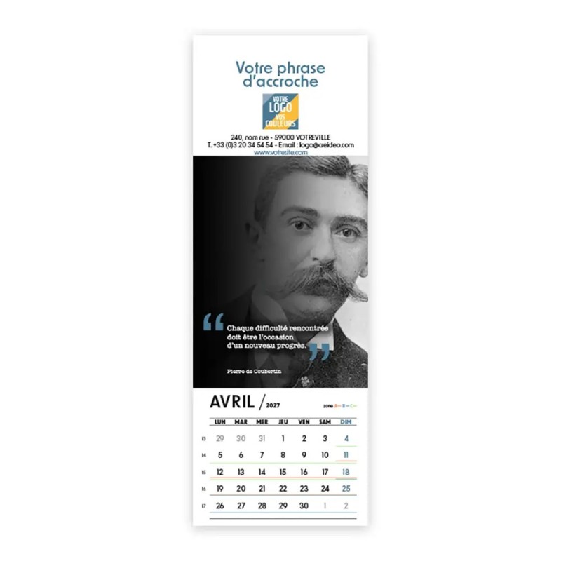 Calendrier chevalet vertical (21x7,5 cm) personnalisé - Citations 2