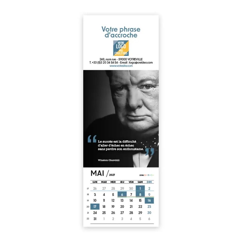 Calendrier chevalet vertical (21x7,5 cm) personnalisé - Citations 2