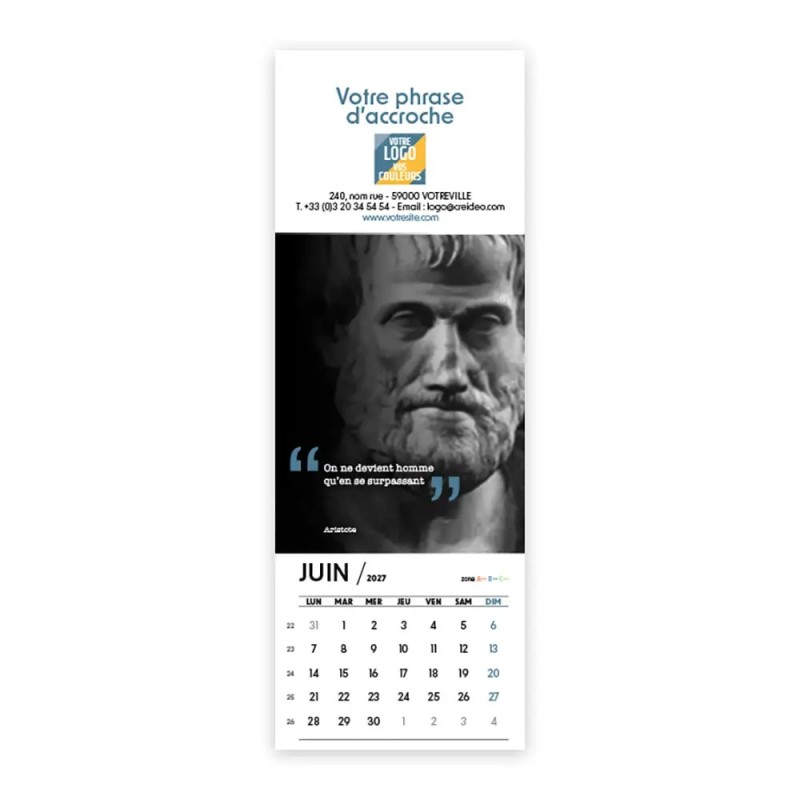 Calendrier chevalet vertical (21x7,5 cm) personnalisé - Citations 2
