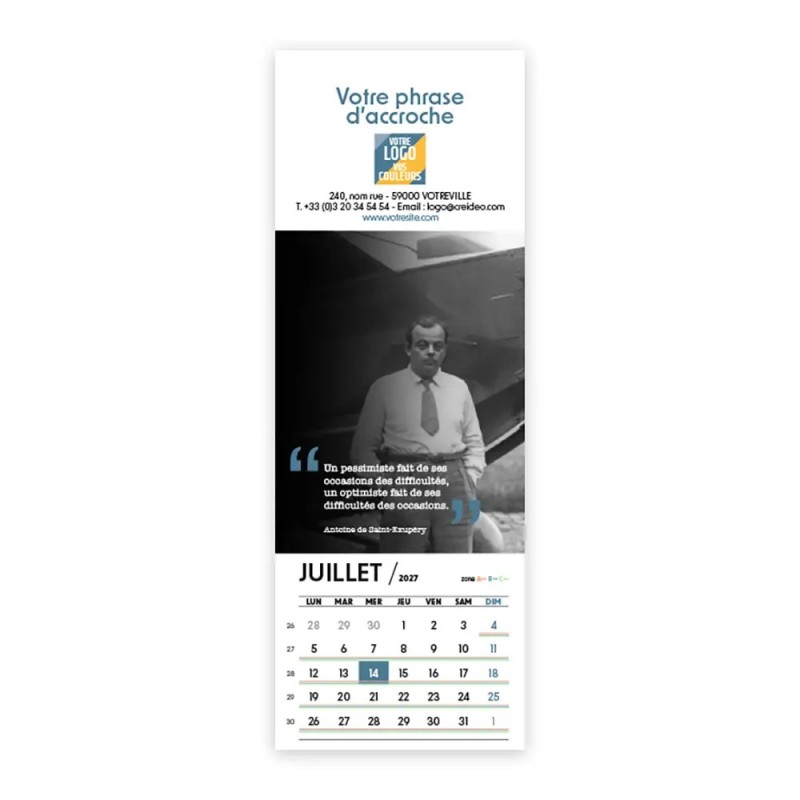 Calendrier chevalet vertical (21x7,5 cm) personnalisé - Citations 2