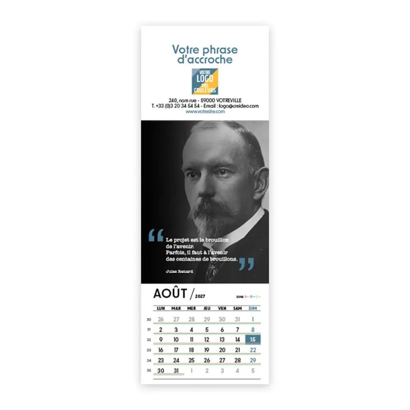 Calendrier chevalet vertical (21x7,5 cm) personnalisé - Citations 2