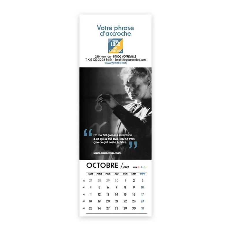 Calendrier chevalet vertical (21x7,5 cm) personnalisé - Citations 2