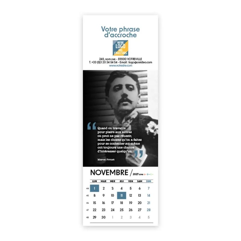 Calendrier chevalet vertical (21x7,5 cm) personnalisé - Citations 2