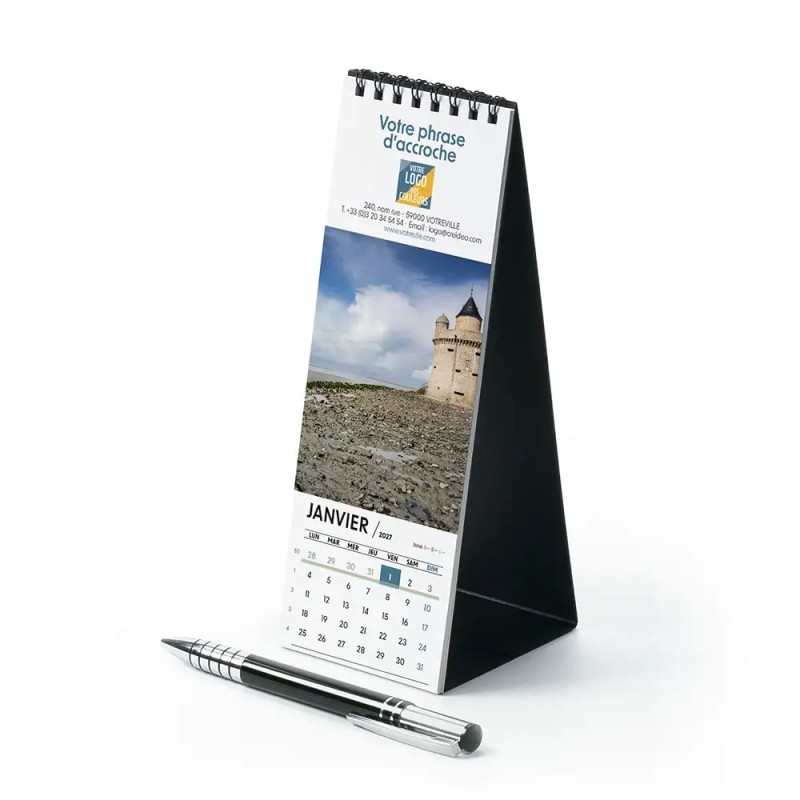 Calendrier chevalet vertical (21x7,5 cm) personnalisé - Littoral