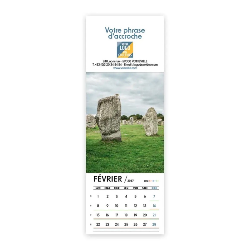 Calendrier chevalet vertical (21x7,5 cm) personnalisé - Littoral