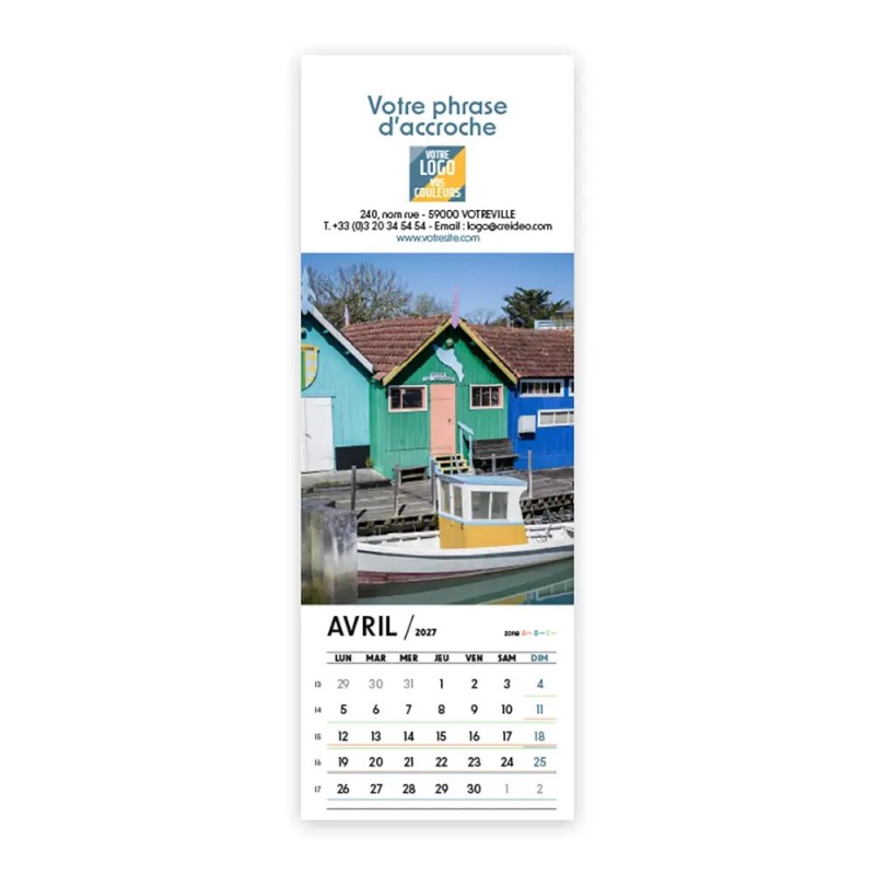 Calendrier chevalet vertical (21x7,5 cm) personnalisé - Littoral