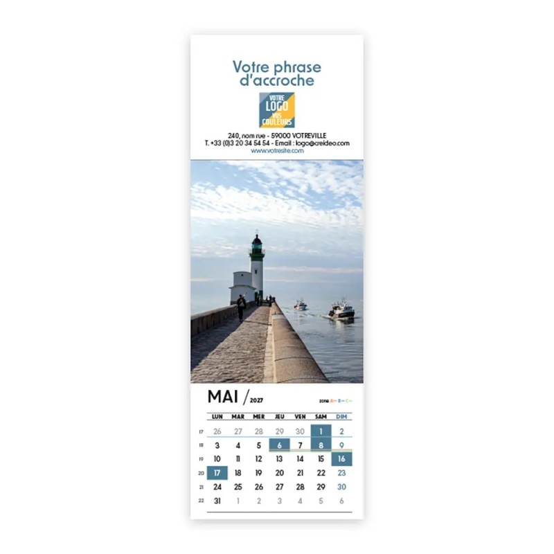 Calendrier chevalet vertical (21x7,5 cm) personnalisé - Littoral