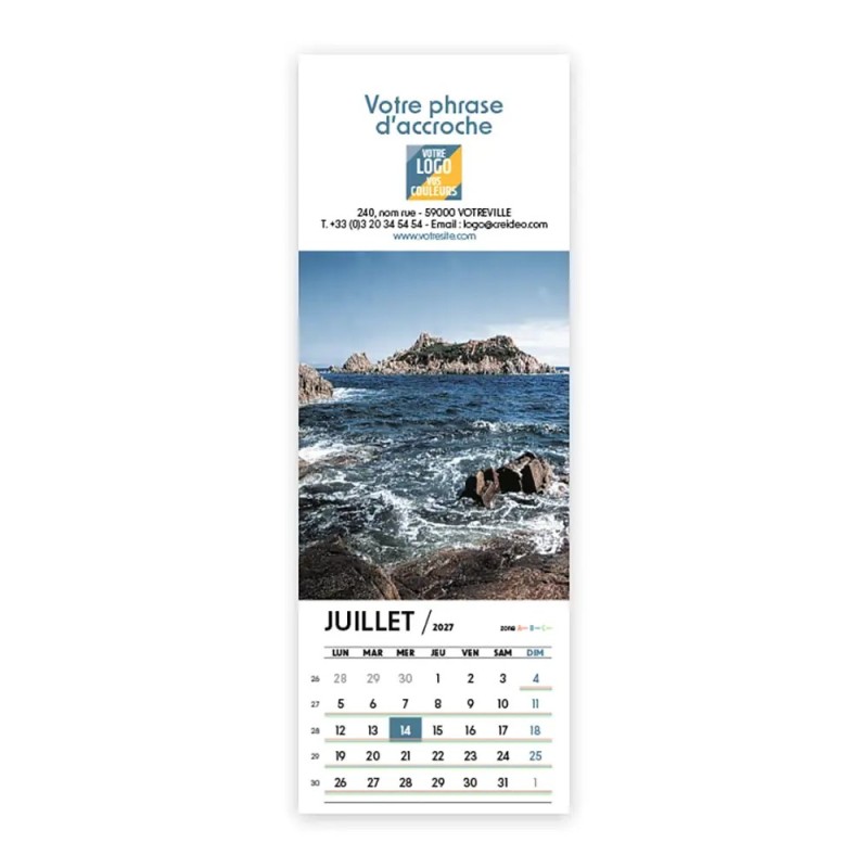 Calendrier chevalet vertical (21x7,5 cm) personnalisé - Littoral