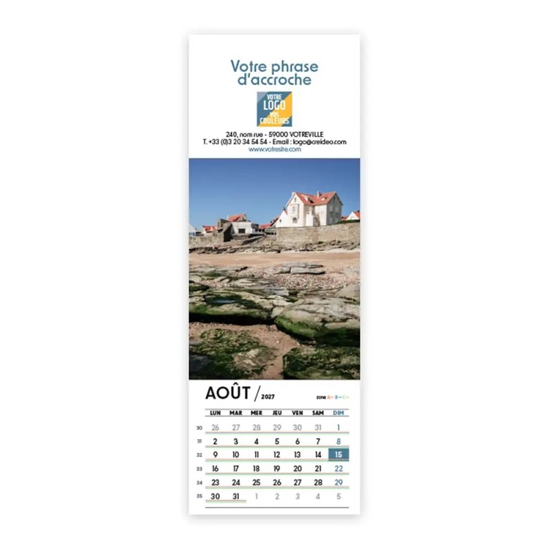 Calendrier chevalet vertical (21x7,5 cm) personnalisé - Littoral