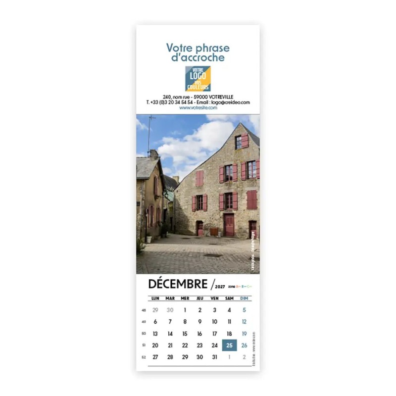Calendrier chevalet vertical (21x7,5 cm) personnalisé - Littoral