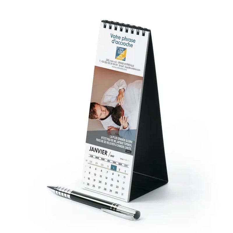 Calendrier chevalet vertical (21x7,5 cm) personnalisé - Citations sport