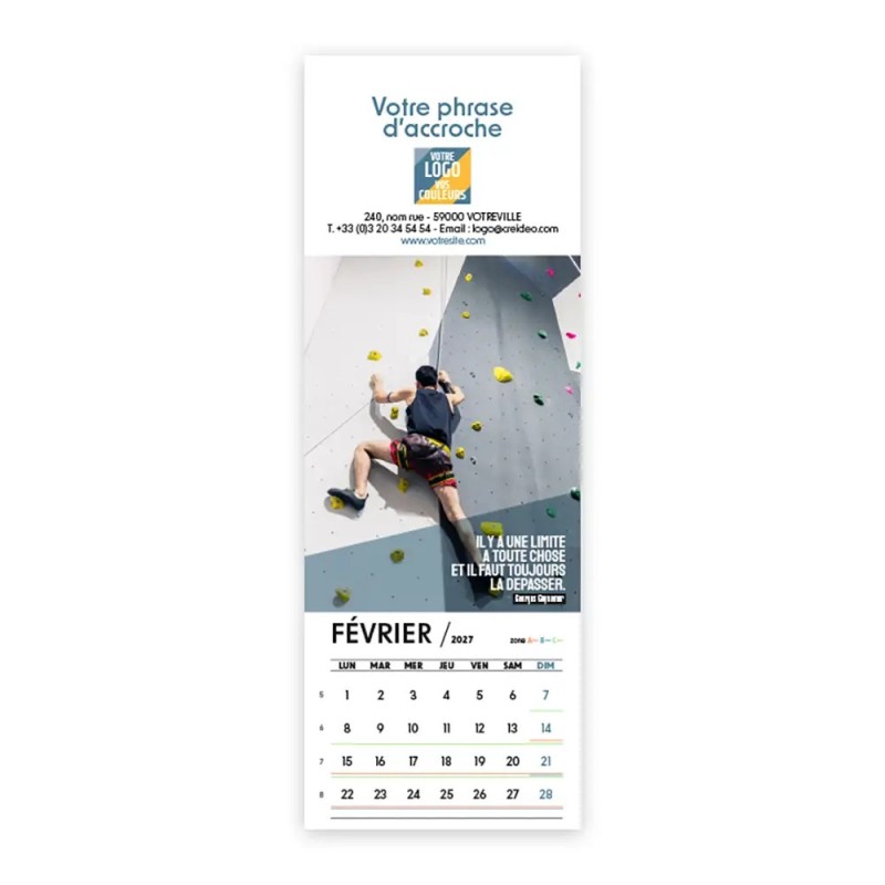 Calendrier chevalet vertical (21x7,5 cm) personnalisé - Citations sport
