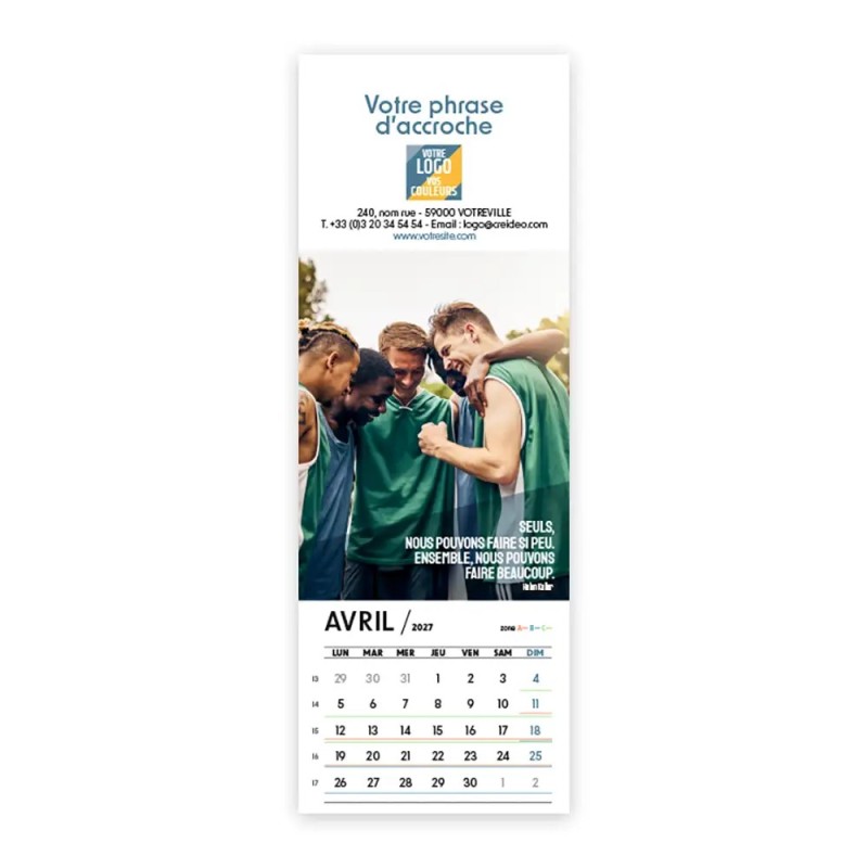 Calendrier chevalet vertical (21x7,5 cm) personnalisé - Citations sport