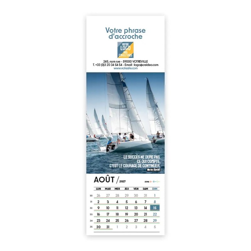 Calendrier chevalet vertical (21x7,5 cm) personnalisé - Citations sport