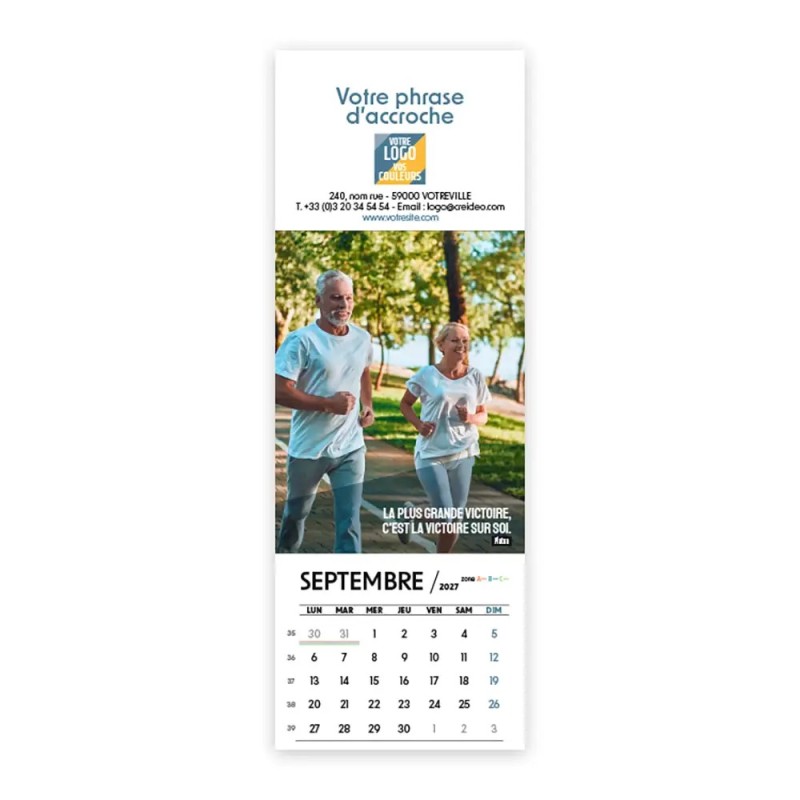 Calendrier chevalet vertical (21x7,5 cm) personnalisé - Citations sport