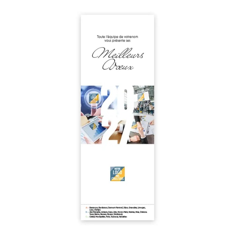 Calendrier chevalet vertical (21x7,5 cm) personnalisé - Logo intégré Réseau