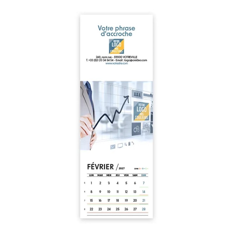 Calendrier chevalet vertical (21x7,5 cm) personnalisé - Logo intégré Réseau