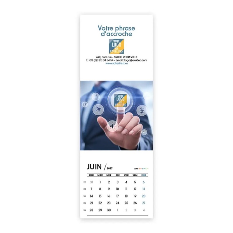 Calendrier chevalet vertical (21x7,5 cm) personnalisé - Logo intégré Réseau