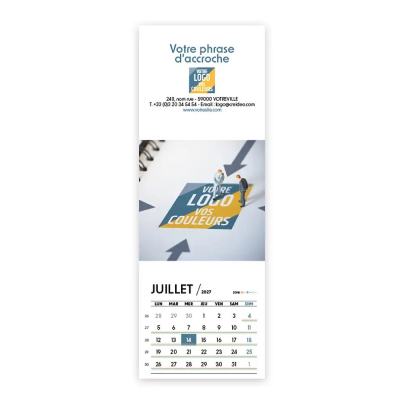 Calendrier chevalet vertical (21x7,5 cm) personnalisé - Logo intégré Réseau