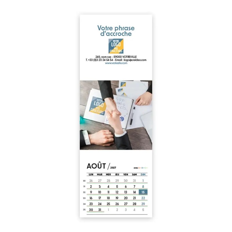 Calendrier chevalet vertical (21x7,5 cm) personnalisé - Logo intégré Réseau