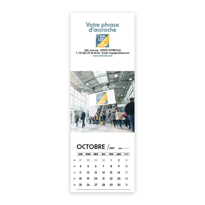 Calendrier chevalet vertical (21x7,5 cm) personnalisé - Logo intégré Réseau