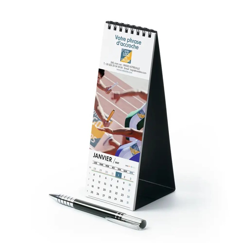 Calendrier chevalet vertical (21x7,5 cm) personnalisé - Logo intégré Performance