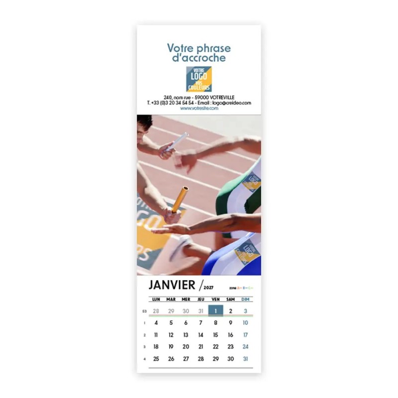 Calendrier chevalet vertical (21x7,5 cm) personnalisé - Logo intégré Performance